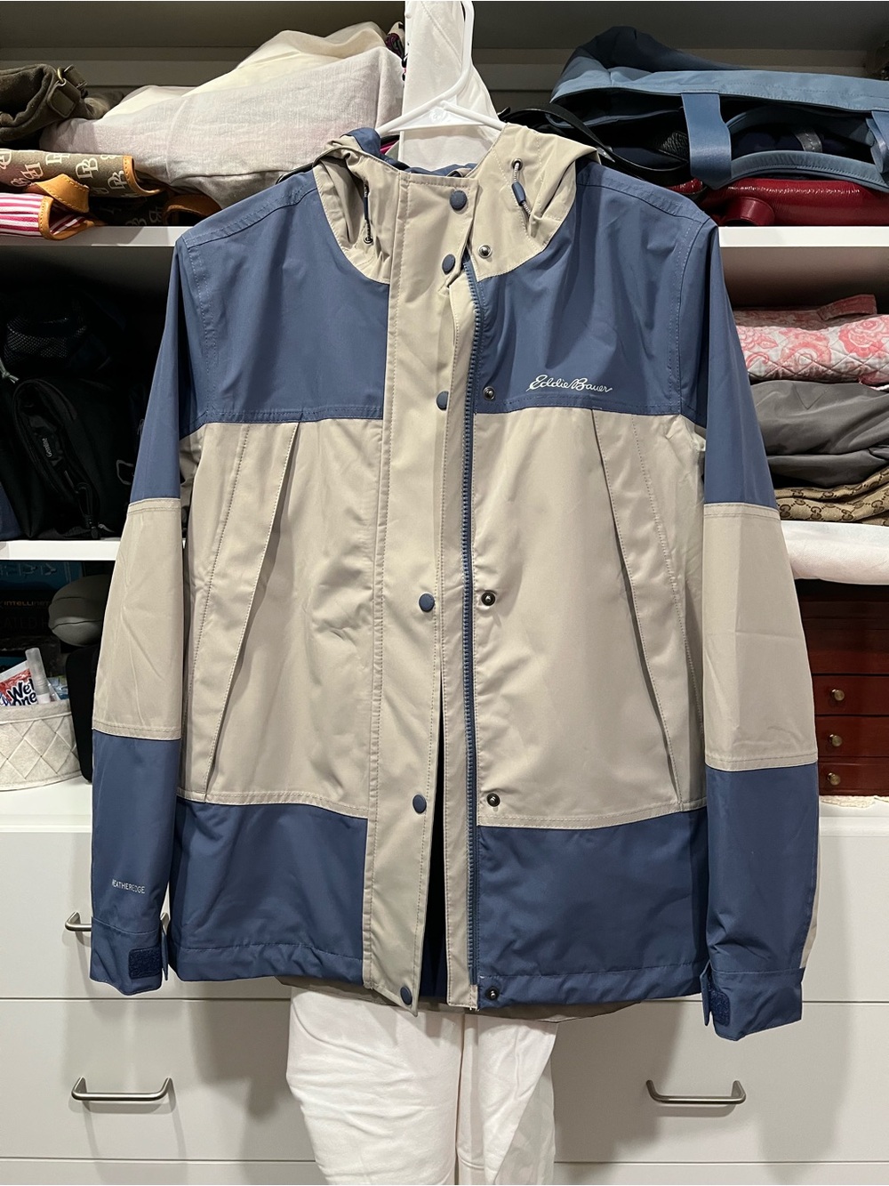 Eddie Bauer Navy and Beige Hooded Outdoor Jacket